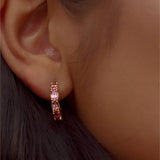 Natural Pink Tourmaline Hoop Earrings