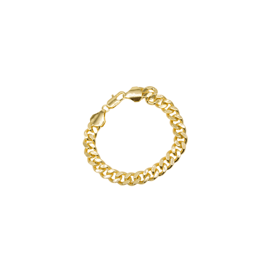 This 9 mm 18k gold filled cuban curb link bracelet is a must-have for anyone who loves to stand out from the crowd and make a statement.