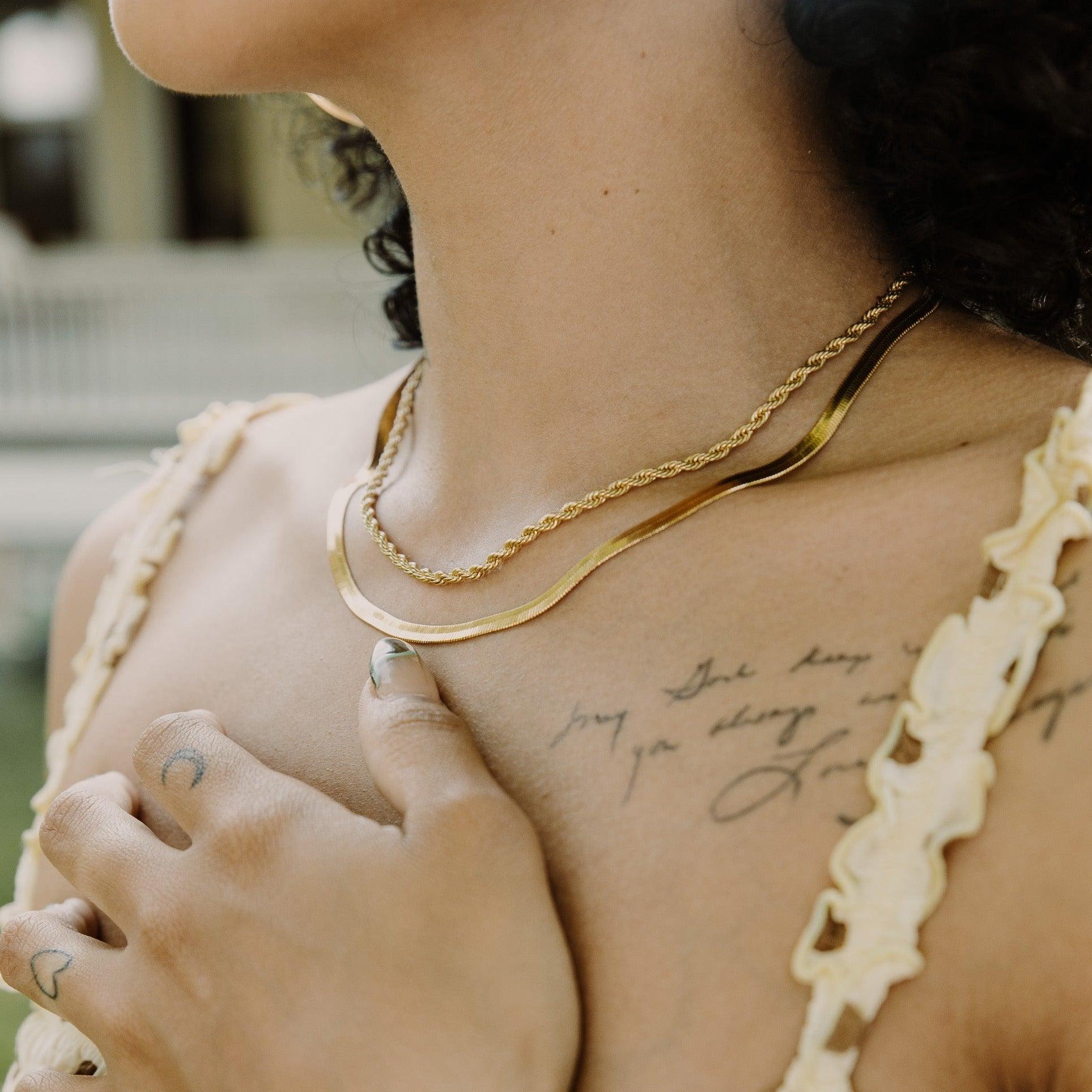 Gigi Herringbone Chain Necklace - MILANA JEWELRY 